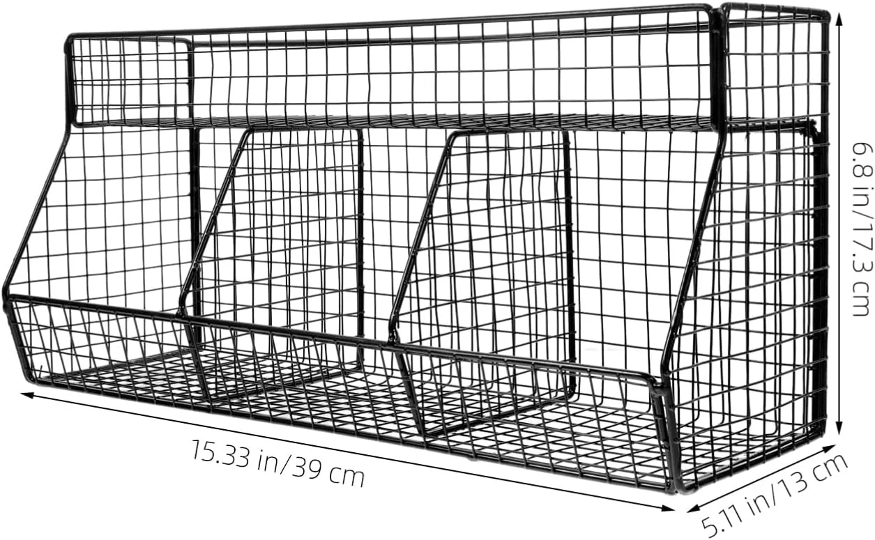 سبد میوه آویز دیواری Alipis برای پیشخوان آشپزخانه، سبد سیمی فلزی دیواری برای میوه، پیاز، سبزیجات، زنجبیل، سیر - مشکی