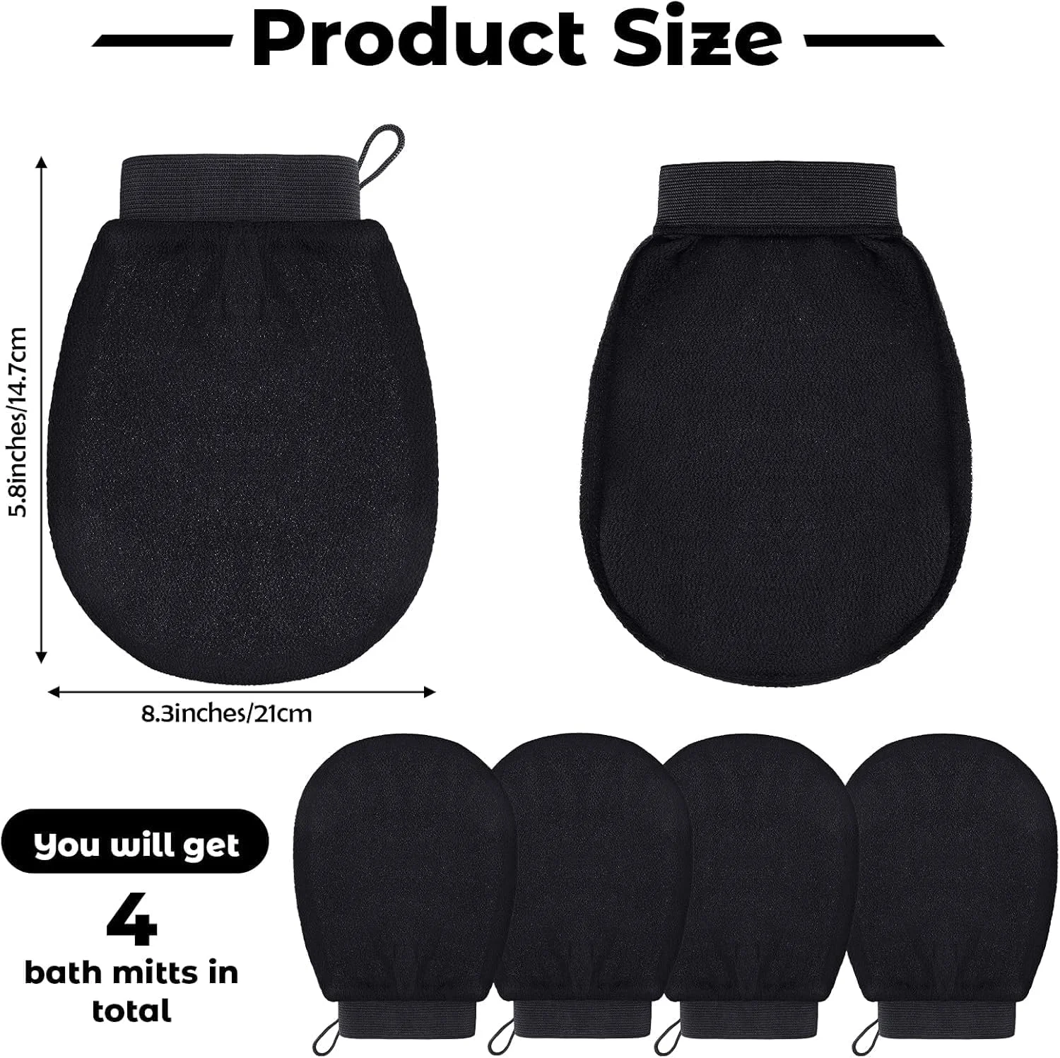 دستکش لایه بردار عمیق MOMENT برای بدن، دستکش لایه بردار کره ای، اسکرابر بدن برای حمام، از بین برنده پوست مرده، کراتوز پیلاریس (4 عدد مشکی) دستکش لایه بردار عمیق MOMENT برای بدن، دستکش لایه بردار کره ای، اسکرابر بدن برای حمام، از بین برنده پوست مرده، کراتوز پیلاریس (4 عدد مشکی)