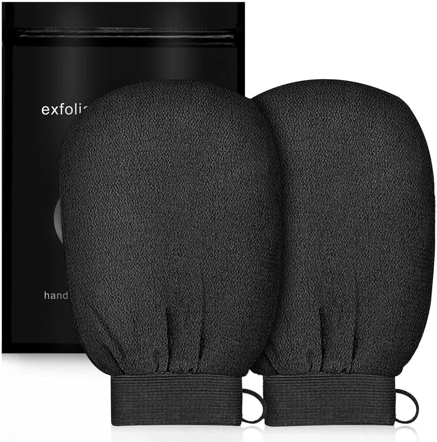 دستکش لایه بردار ممتاز 2 عددی، دستکش اسکراب بدن SPA، دستکش لایه بردار ملایم دو طرفه، الیاف ویسکوز برای پاکسازی موثر بدون تحریک پوست