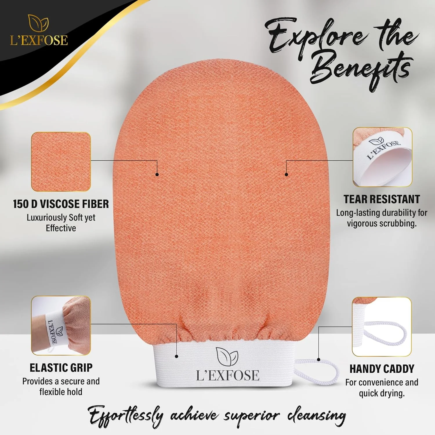 دستکش لایه بردار عمقی حمام L'Exfose Kessa 2x - دستکش لایه بردار کره ای برای دوش - ایده آل برای از بین بردن پوست مرده، کراتوز پیلاریس و برنزه کردن برای بهبود رنگ پوست ساخته شده با 100٪ ویسکوز طبیعی دستکش لایه بردار عمقی حمام L'Exfose Kessa 2x - دستکش لایه بردار کره ای برای دوش - ایده آل برای از بین بردن پوست مرده، کراتوز پیلاریس و برنزه کردن برای بهبود رنگ پوست ساخته شده با 100٪ ویسکوز طبیعی