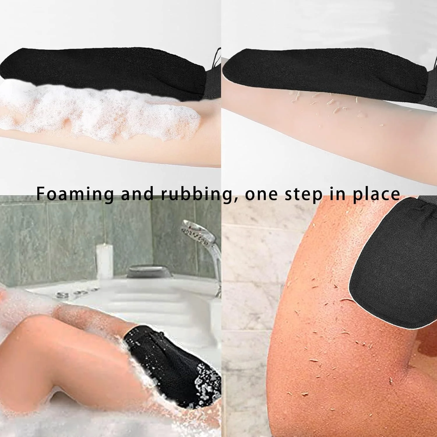 دستکش حمام جومفورمین، دستکش لایه بردار، دستکش اسکراب، دستکش حمام لایه بردار، دستکش لایه بردار، اسکرابر مخصوص بدن برای از بین بردن پوست مرده بدون آسیب رساندن به پوست (مشکی)