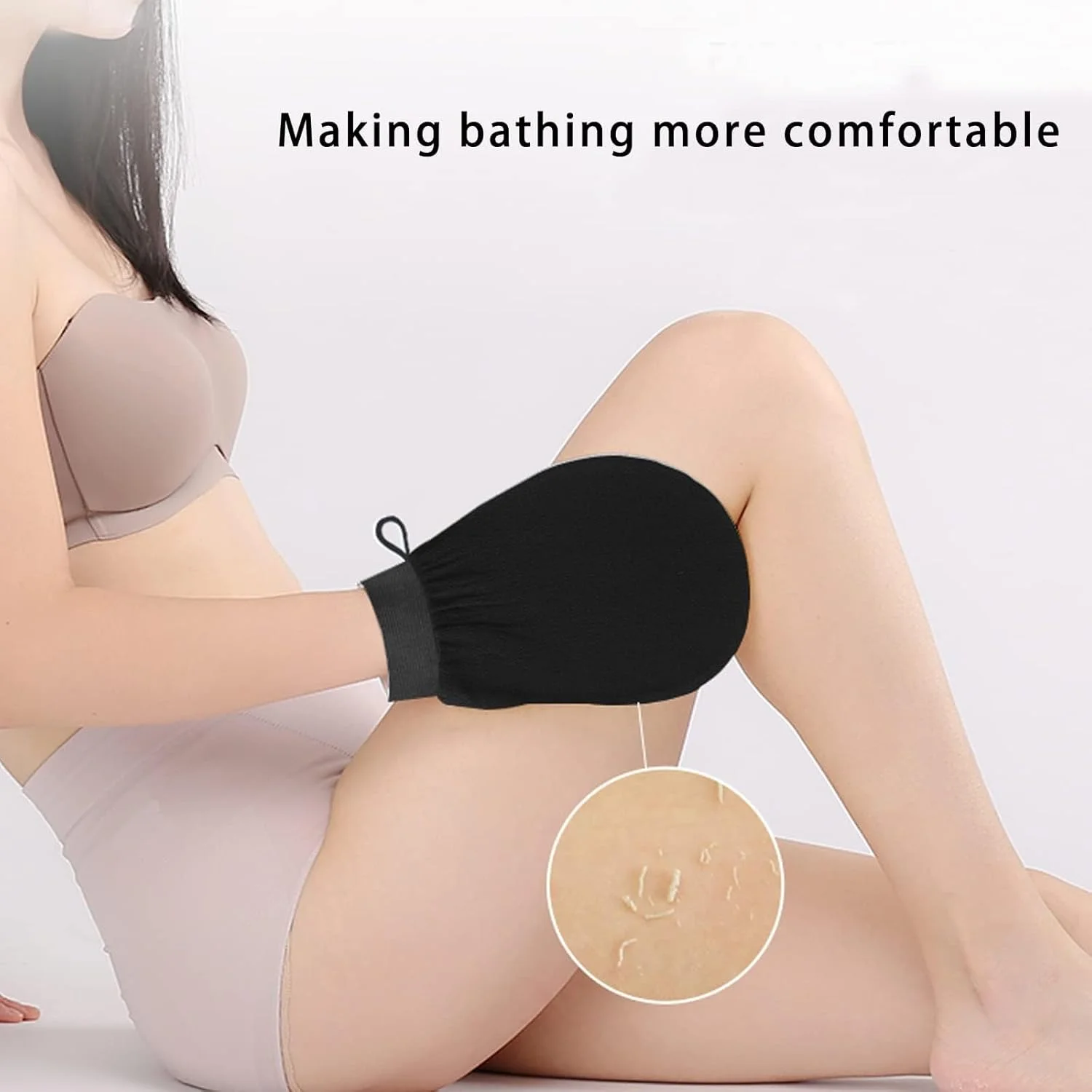 دستکش حمام جومفورمین، دستکش لایه بردار، دستکش اسکراب، دستکش حمام لایه بردار، دستکش لایه بردار، اسکرابر مخصوص بدن برای از بین بردن پوست مرده بدون آسیب رساندن به پوست (مشکی)