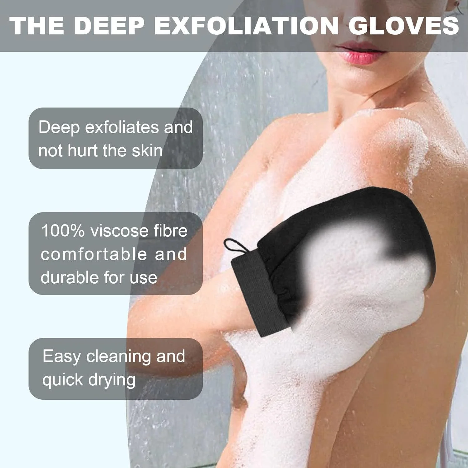 دستکش لایه بردار ممتاز 2 عددی، دستکش اسکراب بدن SPA، دستکش لایه بردار ملایم دو طرفه، الیاف ویسکوز برای پاکسازی موثر بدون تحریک پوست دستکش لایه بردار ممتاز 2 عددی، دستکش اسکراب بدن SPA، دستکش لایه بردار ملایم دو طرفه، الیاف ویسکوز برای پاکسازی موثر بدون تحریک پوست