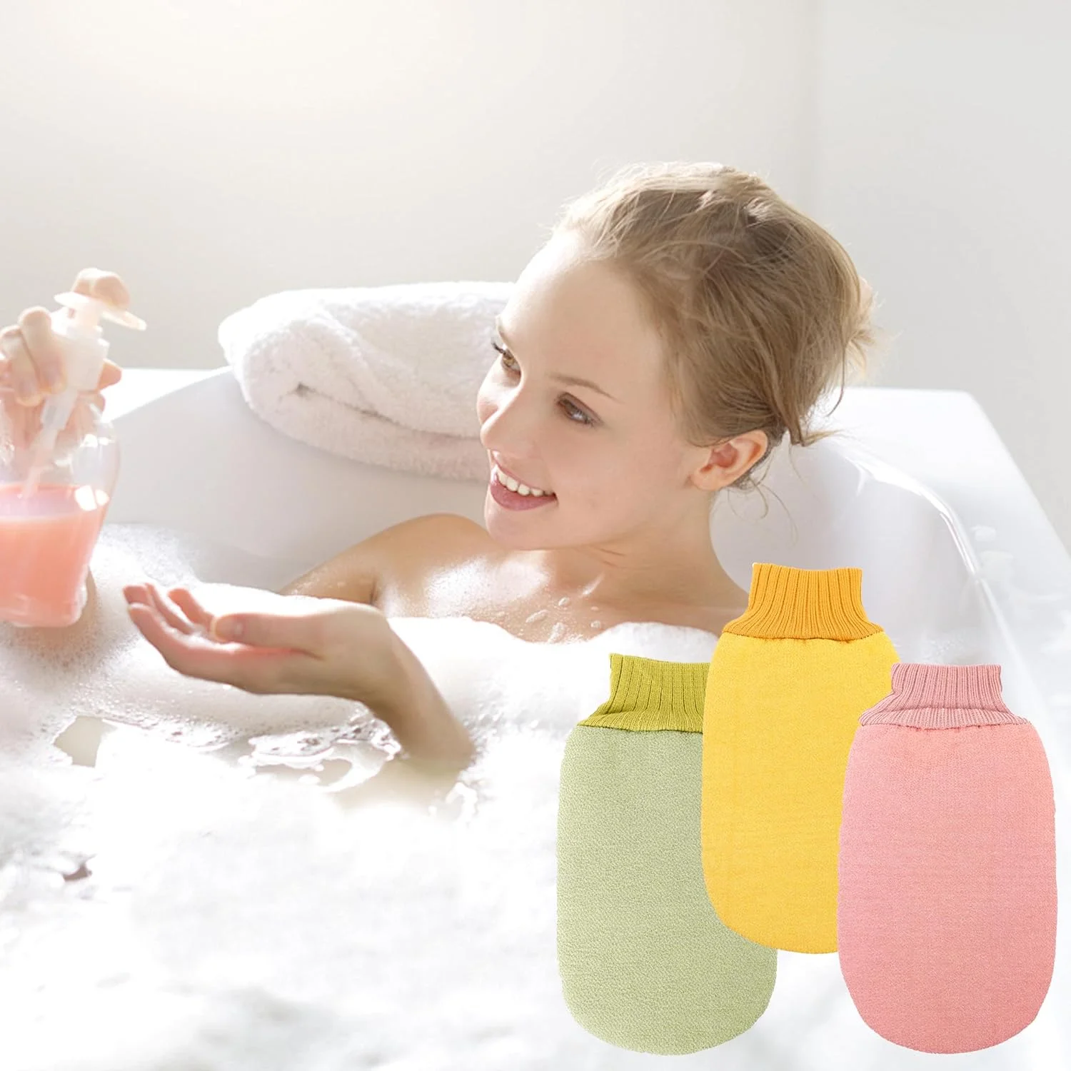 دستکش لایه بردار عمیق لوسیلاش برای حمام، دستکش لایه بردار دو طرفه، دستکش اسکراب ماساژ بدن برای اسپا خانگی، اسفنج لیف سازگار با محیط زیست، از بین برنده پوست مرده و لایه بردار بدن (صورتی) دستکش لایه بردار عمیق لوسیلاش برای حمام، دستکش لایه بردار دو طرفه، دستکش اسکراب ماساژ بدن برای اسپا خانگی، اسفنج لیف سازگار با محیط زیست، از بین برنده پوست مرده و لایه بردار بدن (صورتی)