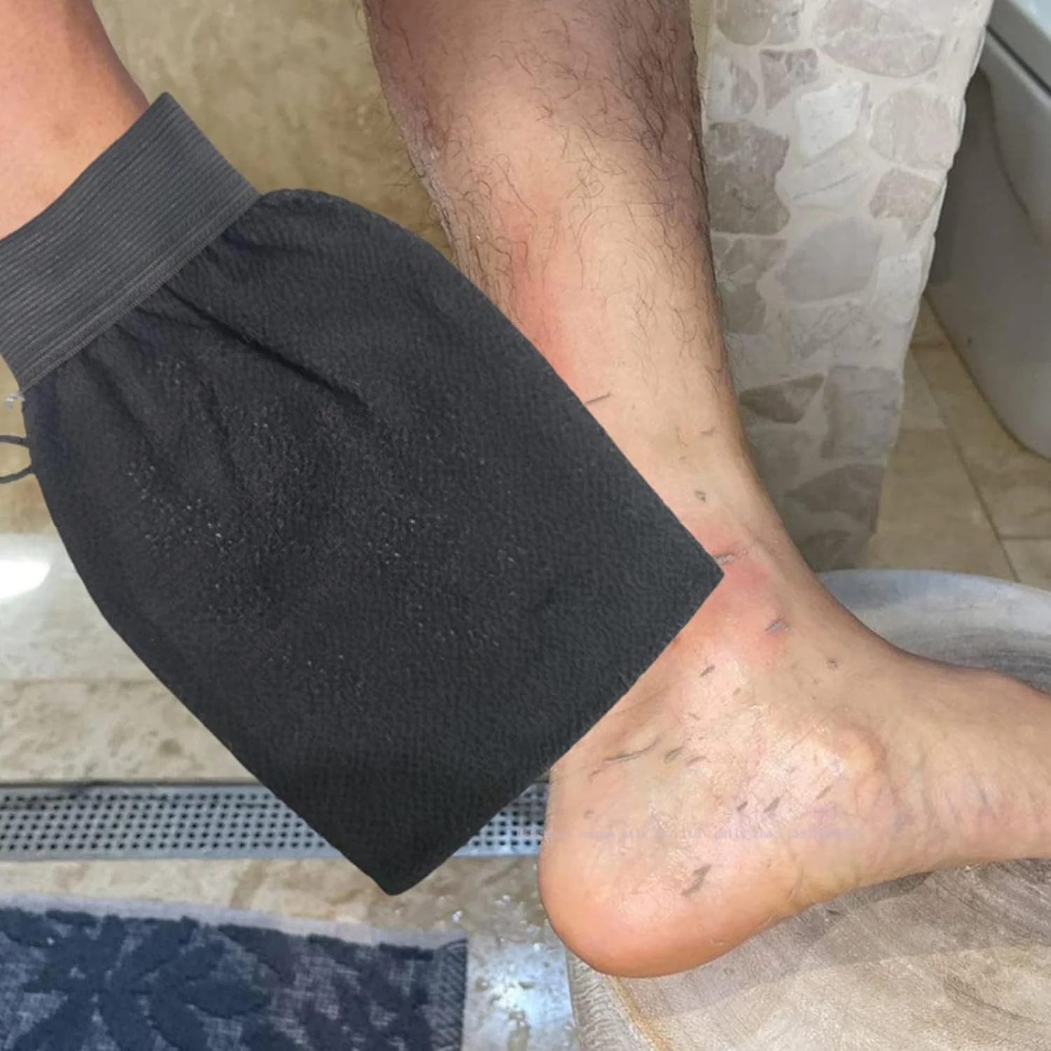 دستکش لایه بردار بدن لوفا مراکشی اکو شاین، بسته 2 عددی، دستکش حمام برای از بین بردن تیرگی پوست، دستکش لایه بردار حمام Kessa، دستکش اسکراب تمیز کننده عمیق بدن، دستکش از بین بردن پوست مرده برای دوش