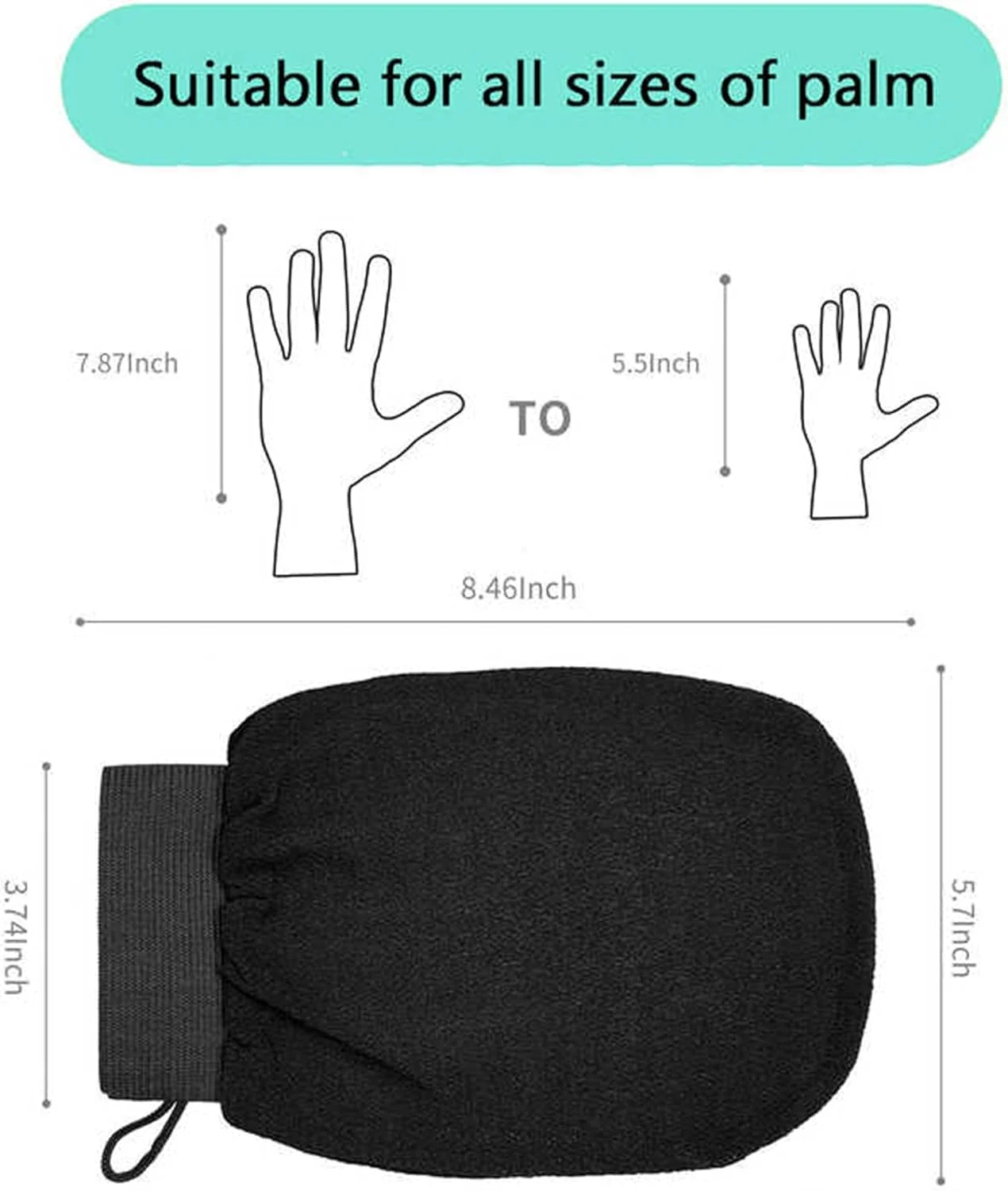 دستکش لایه بردار بدن لوفا مراکشی اکو شاین، بسته 2 عددی، دستکش حمام برای از بین بردن تیرگی پوست، دستکش لایه بردار حمام Kessa، دستکش اسکراب تمیز کننده عمیق بدن، دستکش از بین بردن پوست مرده برای دوش