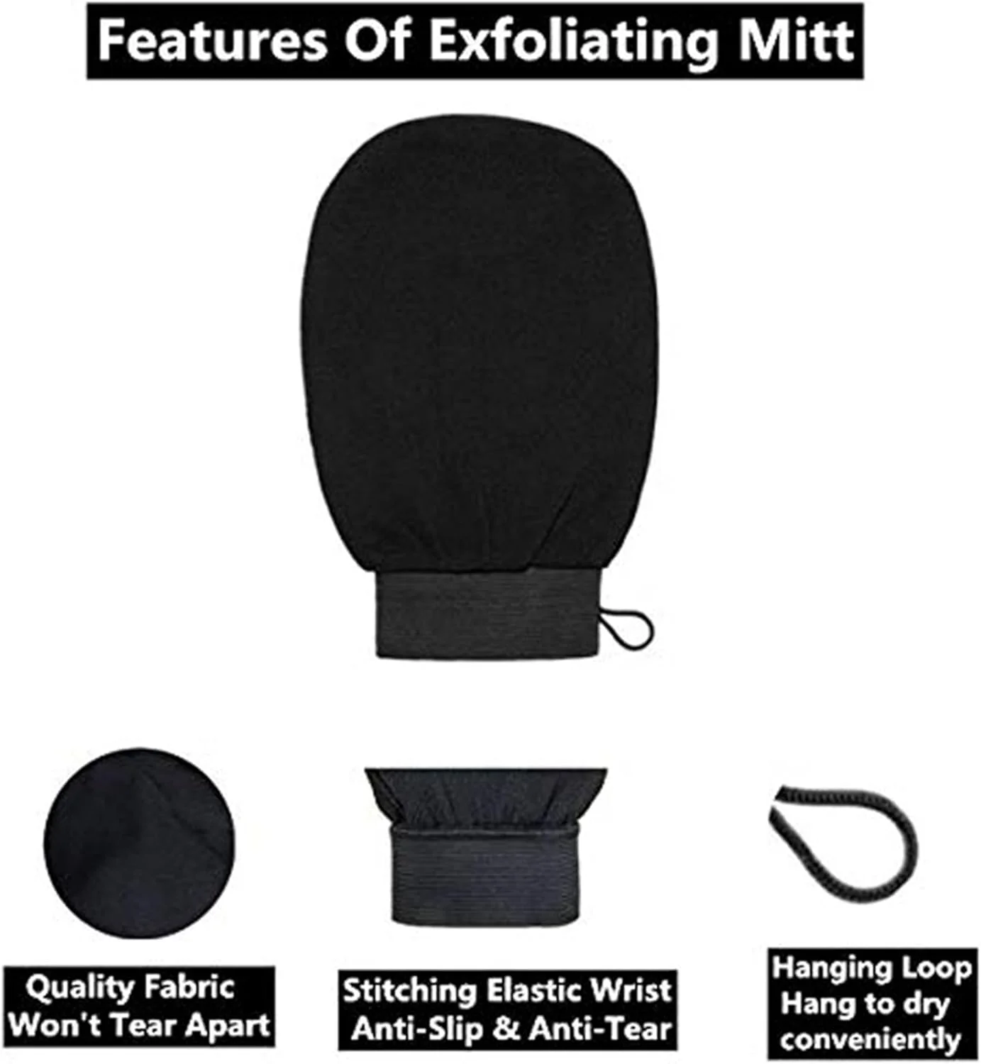 دستکش لایه بردار بدن لوفا مراکشی اکو شاین، بسته 2 عددی، دستکش حمام برای از بین بردن تیرگی پوست، دستکش لایه بردار حمام Kessa، دستکش اسکراب تمیز کننده عمیق بدن، دستکش از بین بردن پوست مرده برای دوش