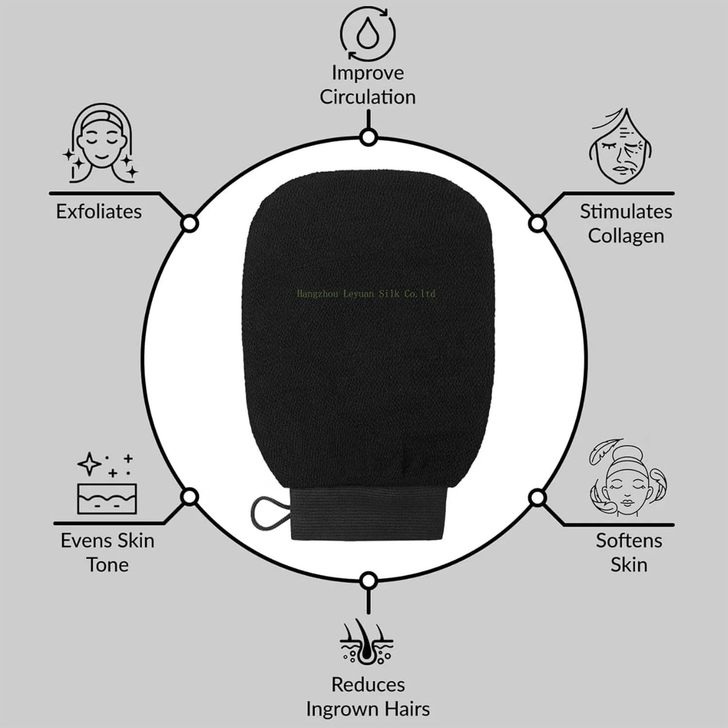 دستکش لایه بردار بدن لوفا مراکشی اکو شاین، بسته 2 عددی، دستکش حمام برای از بین بردن تیرگی پوست، دستکش لایه بردار حمام Kessa، دستکش اسکراب تمیز کننده عمیق بدن، دستکش از بین بردن پوست مرده برای دوش