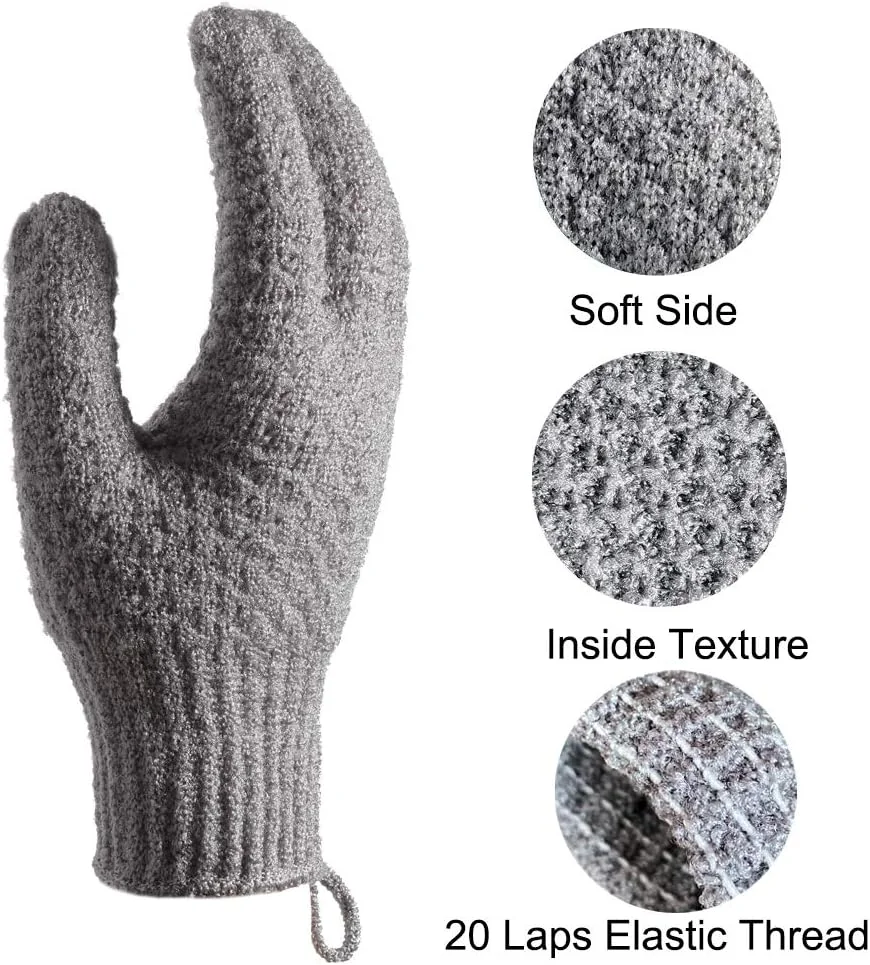 دستکش لایه بردار حمام CLEEDY - 4 عدد دستکش لایه بردار بزرگ و بلند برای دوش