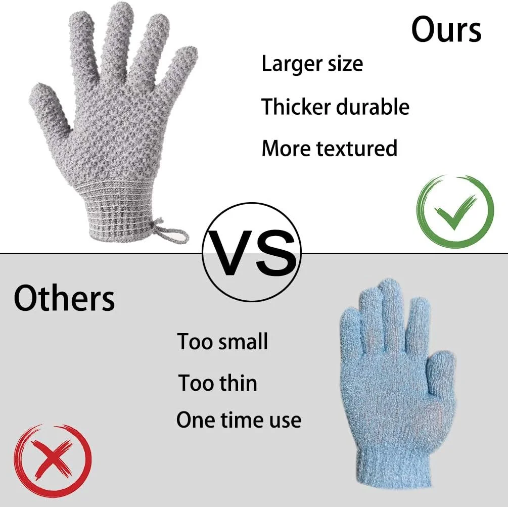 دستکش لایه بردار حمام CLEEDY - 4 عدد دستکش لایه بردار بزرگ و بلند برای دوش