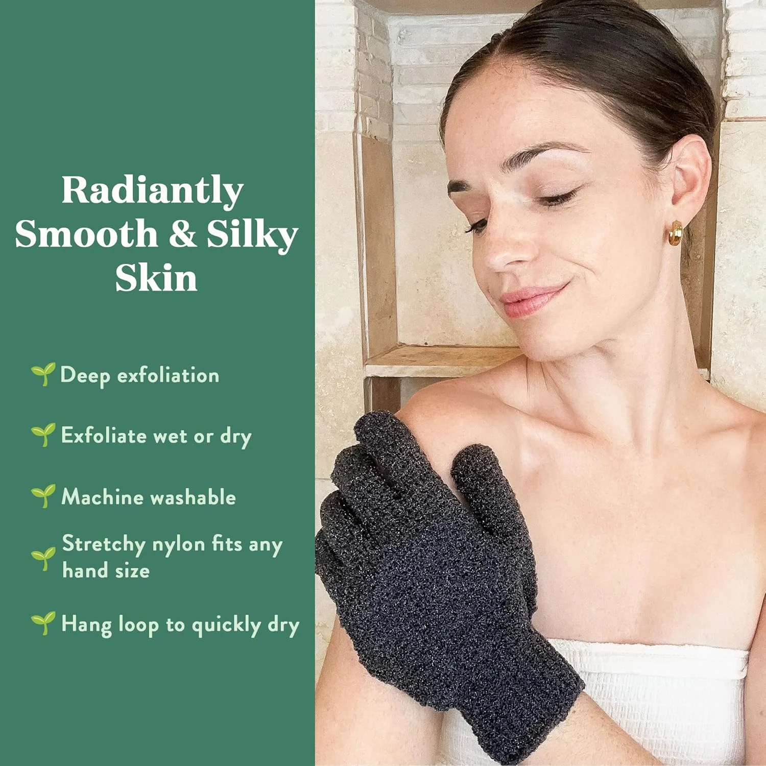 دستکش لایه بردار سفید Bare Botanics بسته 4 عددی مناسب حمام | 100% الیاف نایلونی | دستکش حمام لایه بردار مناسب لایه برداری | دستکش حمام و از بین برنده پوست مرده بدن | دستکش لایه بردار مرطوب و خشک