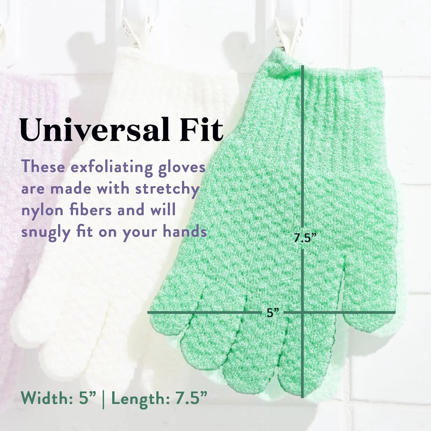 دستکش لایه بردار سفید Bare Botanics بسته 4 عددی مناسب حمام | 100% الیاف نایلونی | دستکش حمام لایه بردار مناسب لایه برداری | دستکش حمام و از بین برنده پوست مرده بدن | دستکش لایه بردار مرطوب و خشک