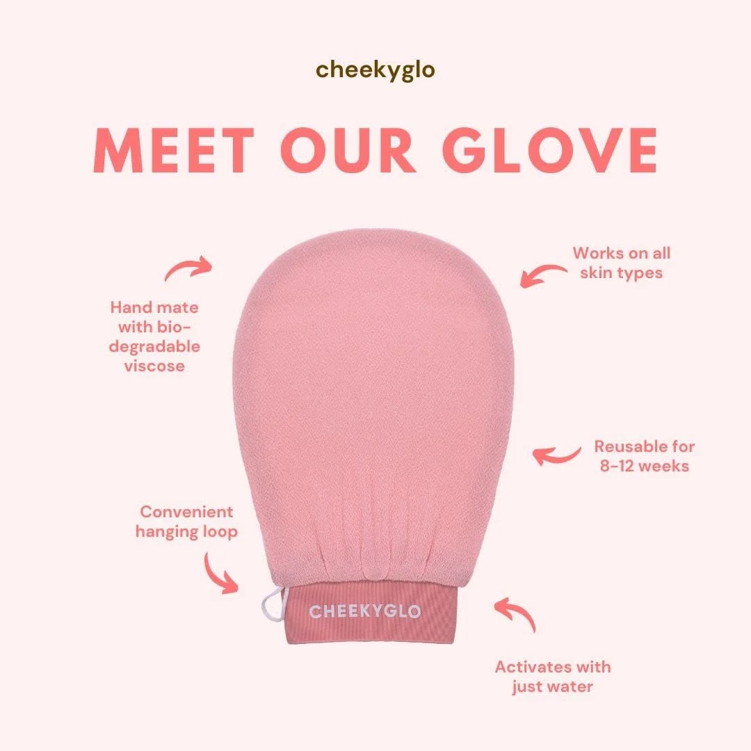 Cheeky Glo Exfoliating Glove - Pure Viscose Fibre, Exfoliating Body Glove for Dead Skin, Tan Removal for Face and Body, Directly Imported Baby Pink Color (Pack of 1) Cheeky Glo Exfoliating Glove - Pure Viscose Fibre, Exfoliating Body Glove for Dead Skin, Tan Removal for Face and Body, Directly Imported Baby Pink Color (Pack of 1)