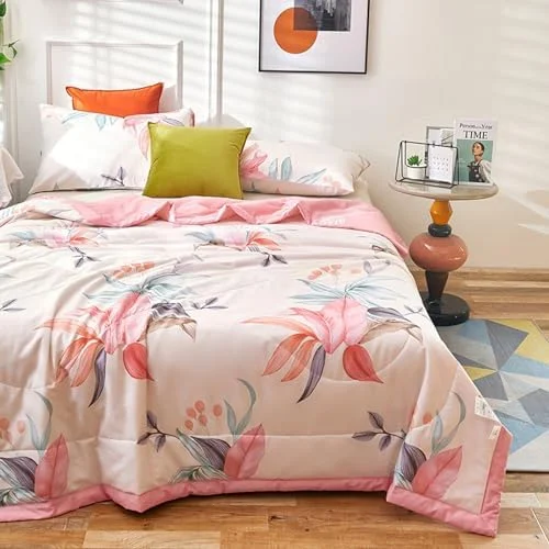 All Season Lightweight Cooling Comforter Queen Full/Size Breathable Cold Touch Cotton Blanket for Night Sweats, Hot Sleepers 27,180x220cm