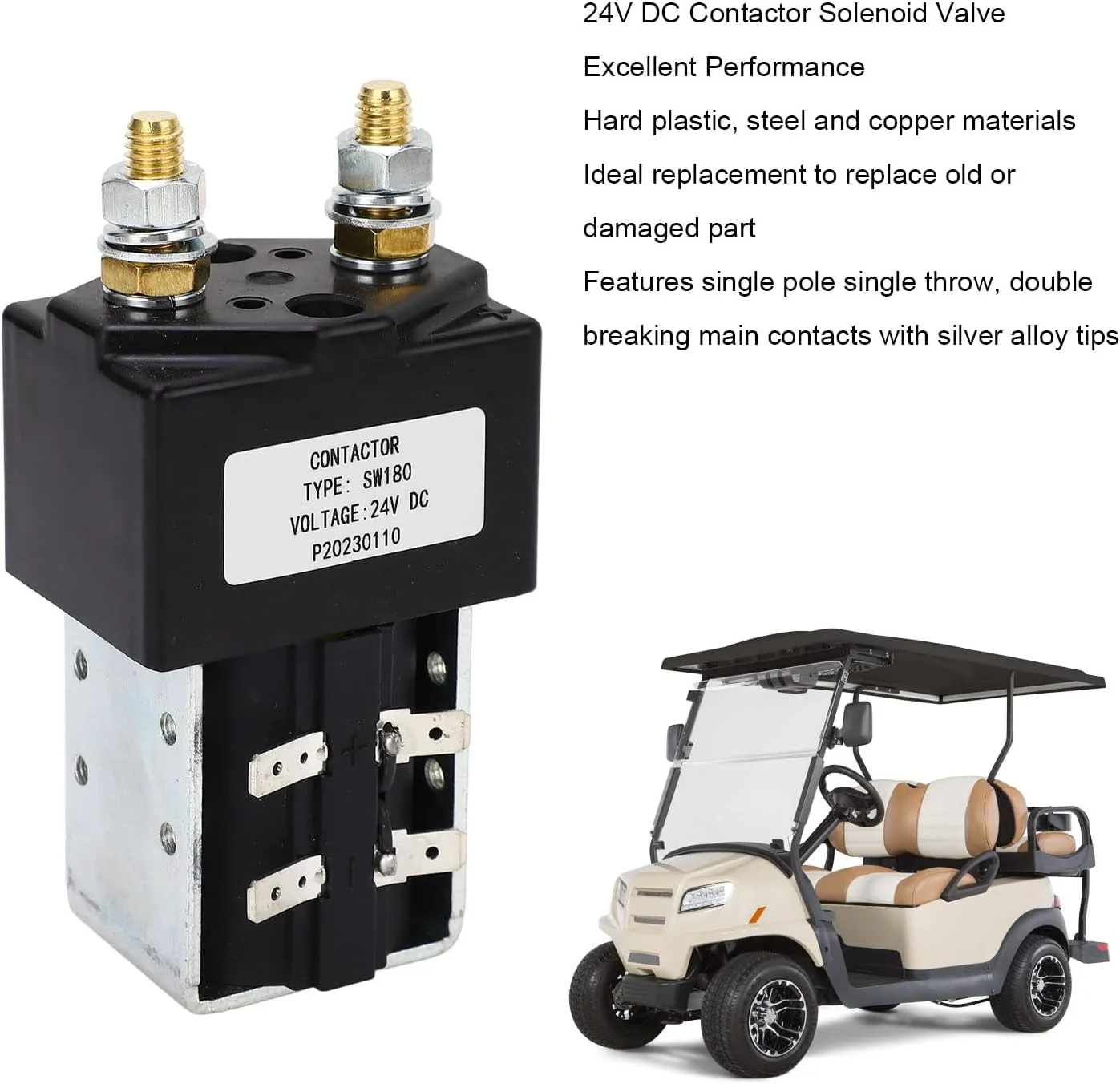 BROLEO 24V DC Contactor Solenoid Valve, Single Pole Single Throw Replacement for EZGO Car, Cart, Truck, Forklift, SW180 200A 24VDC Solenoid Valve with Professional Manufacturing BROLEO 24V DC Contactor Solenoid Valve, Single Pole Single Throw Replacement for EZGO Car, Cart, Truck, Forklift, SW180 200A 24VDC Solenoid Valve with Professional Manufacturing