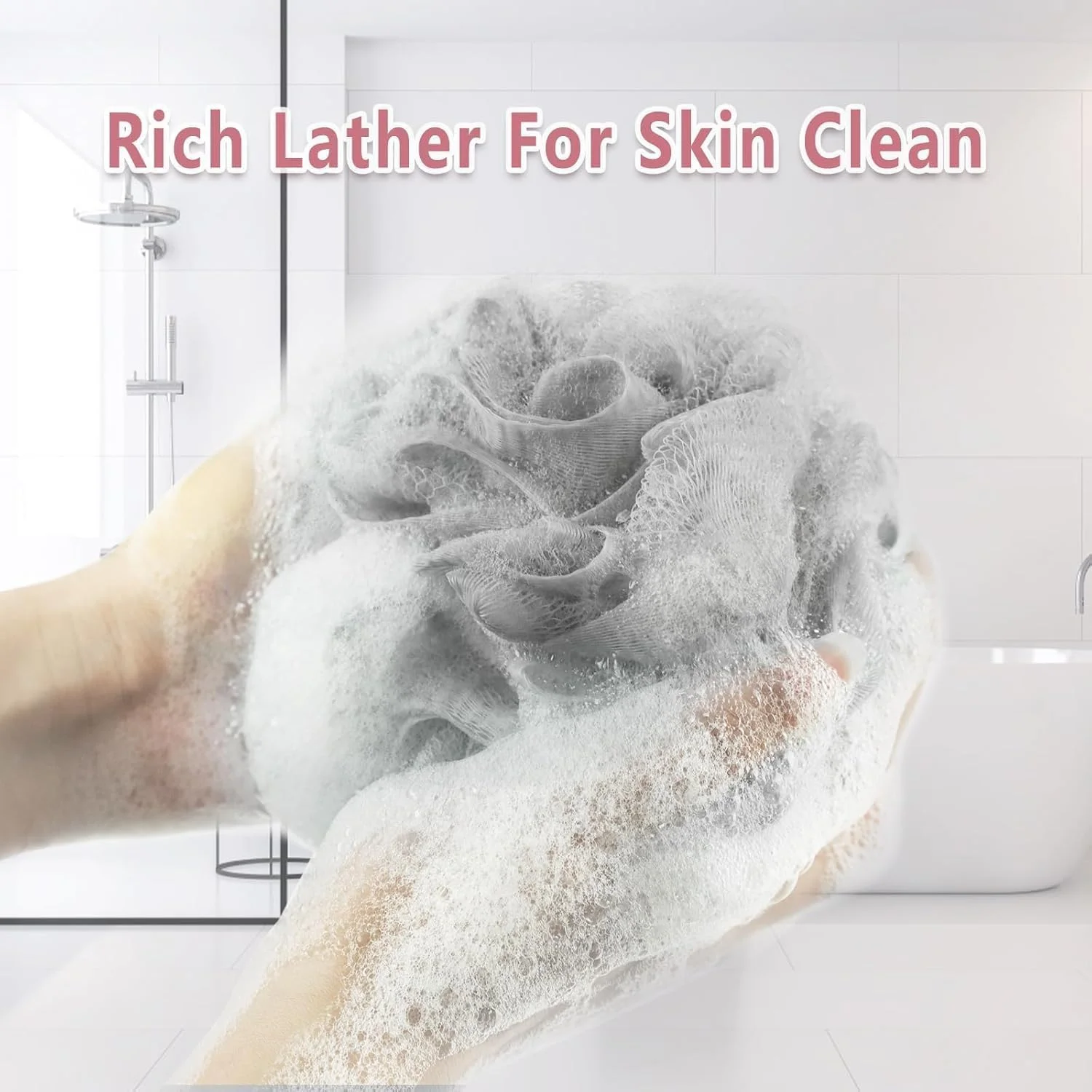 MOMENT 2 Pack Loofah Bath Sponge, Bath Sponge Soft Mesh Shower Puff Loofah for Men, Exfoliating Body Scrubber for Women, Shower Accessories MOMENT 2 Pack Loofah Bath Sponge, Bath Sponge Soft Mesh Shower Puff Loofah for Men, Exfoliating Body Scrubber for Women, Shower Accessories