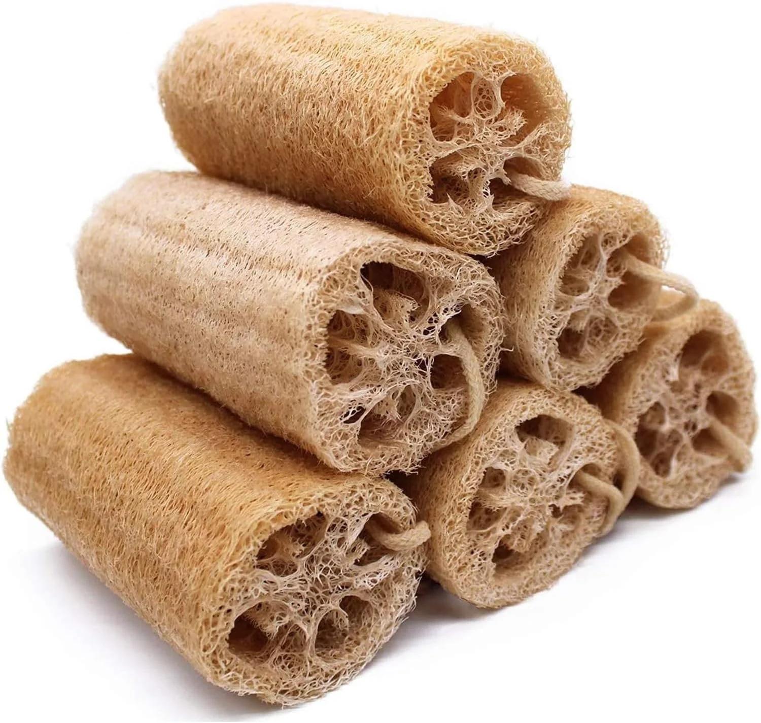 متلاک لیف های طبیعی، بسته 6 عددی لیف حمام طبیعی ارگانیک، اسفنج لایه بردار بدن برای پاکسازی عمیق پوست مردان و زنان، به همراه 2 عدد قلاب دیواری