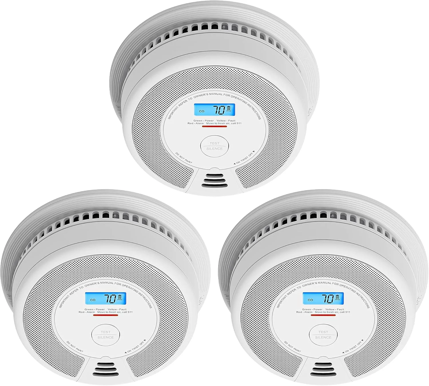 دستگاه ترکیبی هوشمند تشخیص دود و مونوکسید کربن X-Sense، دستگاه تشخیص دود و مونوکسید کربن ترکیبی متصل به هم، نیاز به ایستگاه پایه، SC07-MR، بسته 3 عددی