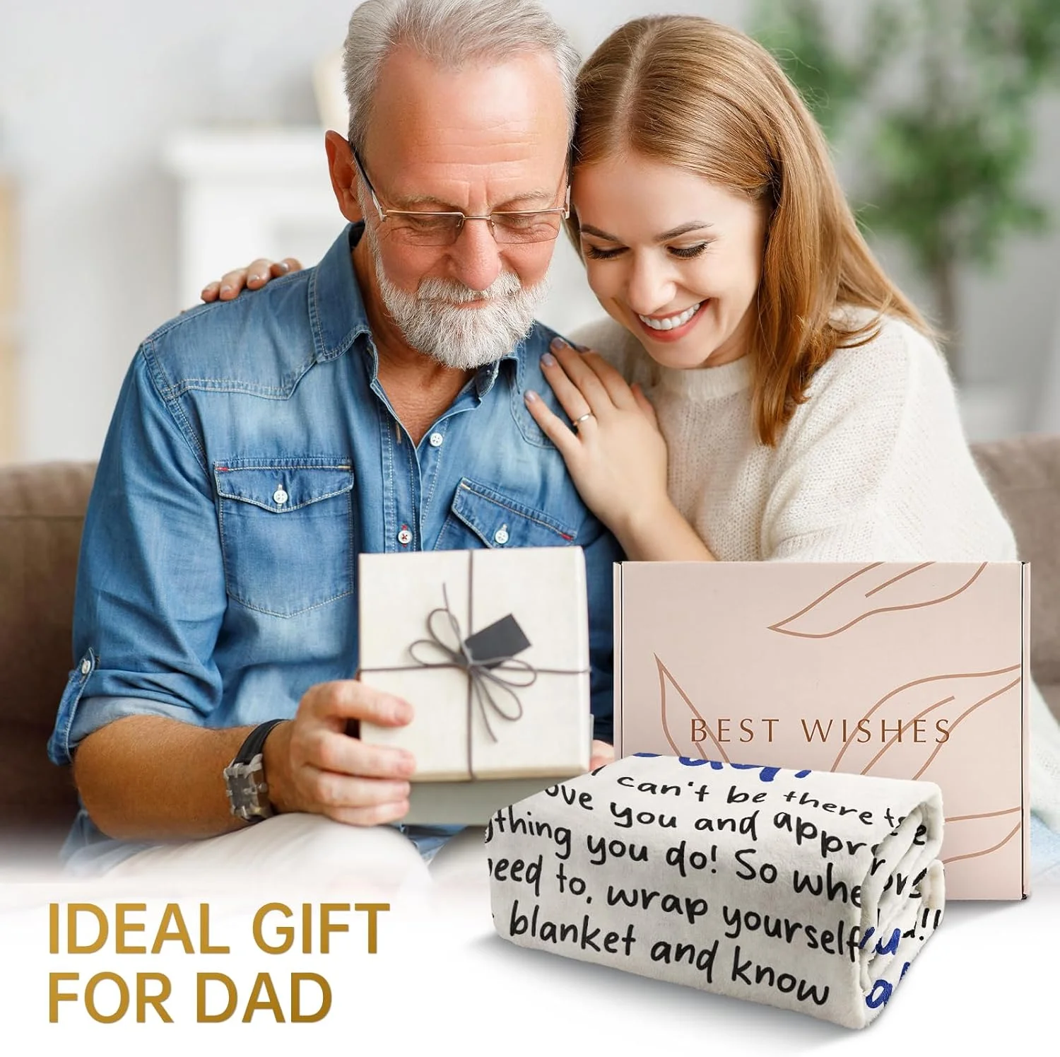 هدیه تولد منحصر به فرد برای پدر از لیبسین - پتوی نرم و دلگرم کننده - هدیه برای پدر از طرف دختر و پسر، هدیه تولد برای بابا، پدر، ناپدری، پتوی کاربردی برای چرت زدن، تخت، ماشین، مبل، پیک نیک، 152x127 سانتی متر