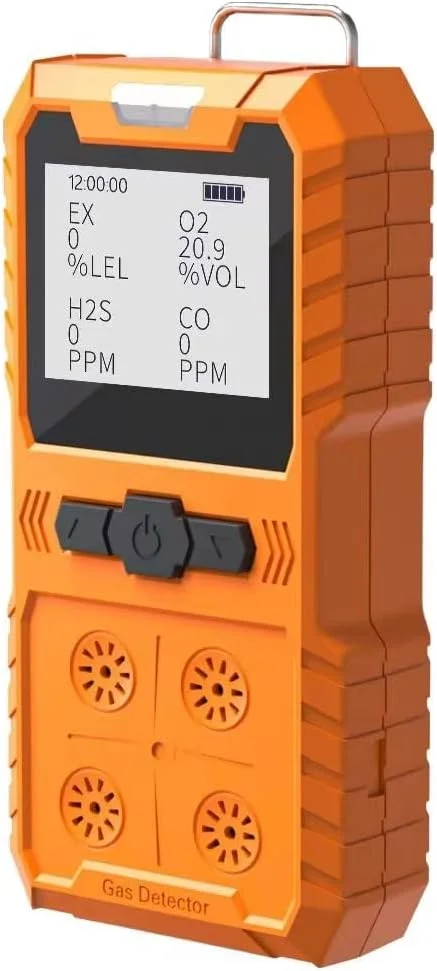 دستگاه تشخیص گاز قابل حمل چهار در یک، تستر و آنالایزر گاز شامل اکسیژن، گازهای قابل اشتعال، مونوکسید کربن و سولفید هیدروژن. دارای صفحه نمایش LCD قابل شارژ با قابلیت هشدار صوتی، نوری و لرزشی. تستر کیفیت هوا.
