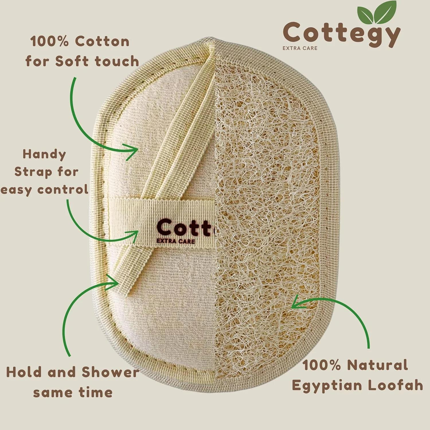 لیف لوفا طبیعی مصری Cottegy - بسته 2 عددی (1 بسته) | اسفنج حمام و دوش سازگار با محیط زیست برای صورت و بدن | 100% طبیعی، ایده آل برای مردان و زنان