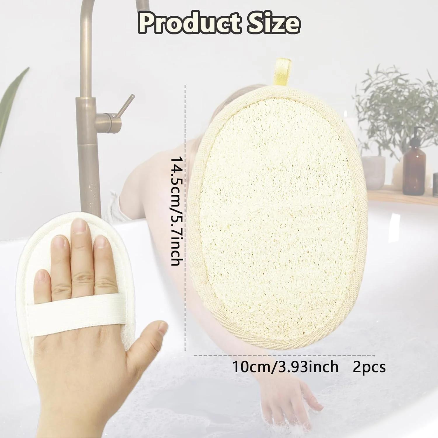 بسته 2 عددی اسفنج لوفا لایه بردار طبیعی Bliceon - اسکرابر بدن و پدهای اسکراب حمام برای پوست صاف، لایه بردار دوش و پدهای شستشوی صورت برای مردان و زنان - برای مراقبت از پوست سالم