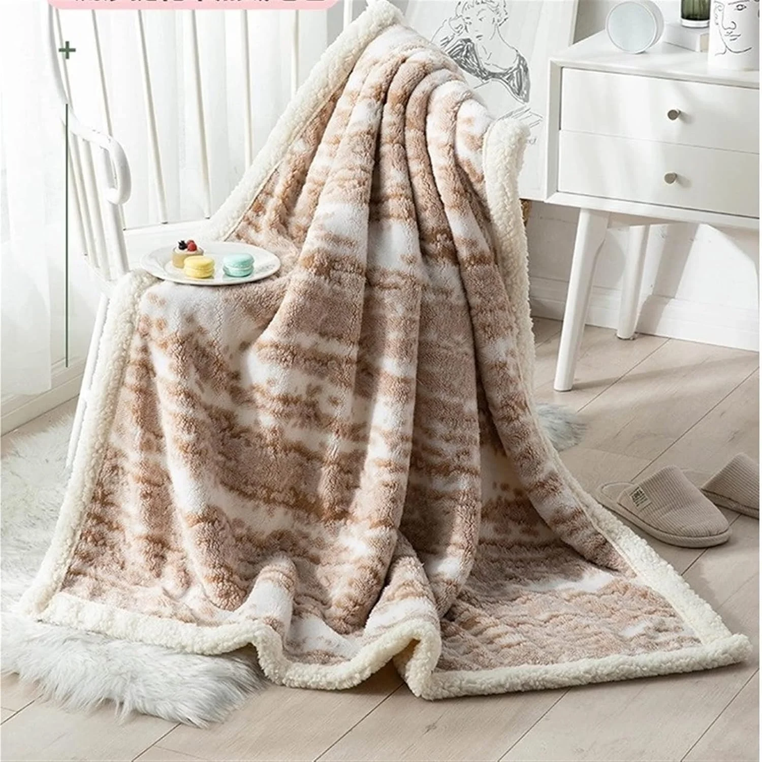 پتو KRSIAXG مناسب تخت خواب، زمستانی، نرم، گرم، پشمی ضخیم و لطیف