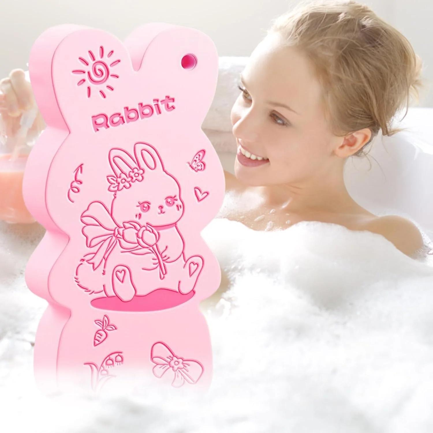 اسفنج حمام با طرح خرگوش، اسفنج شستشوی نرم سه بعدی برای شستشوی صورت، حمام، مسافرت، کمپینگ و حمام