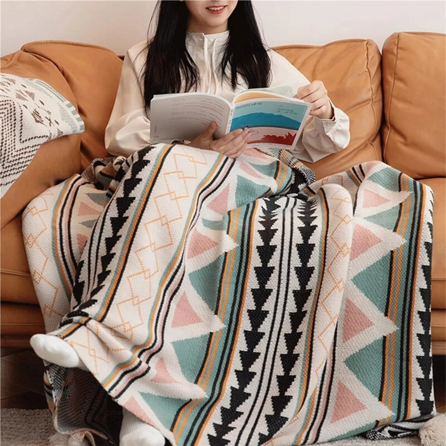 پتوهای بافتنی KRSIAXG، پتوی نرم مبل، روکش تخت، پتوی طرح‌دار، رومیزی، رو تختی، دکوراسیون منزل (130x170 سانتی‌متر)