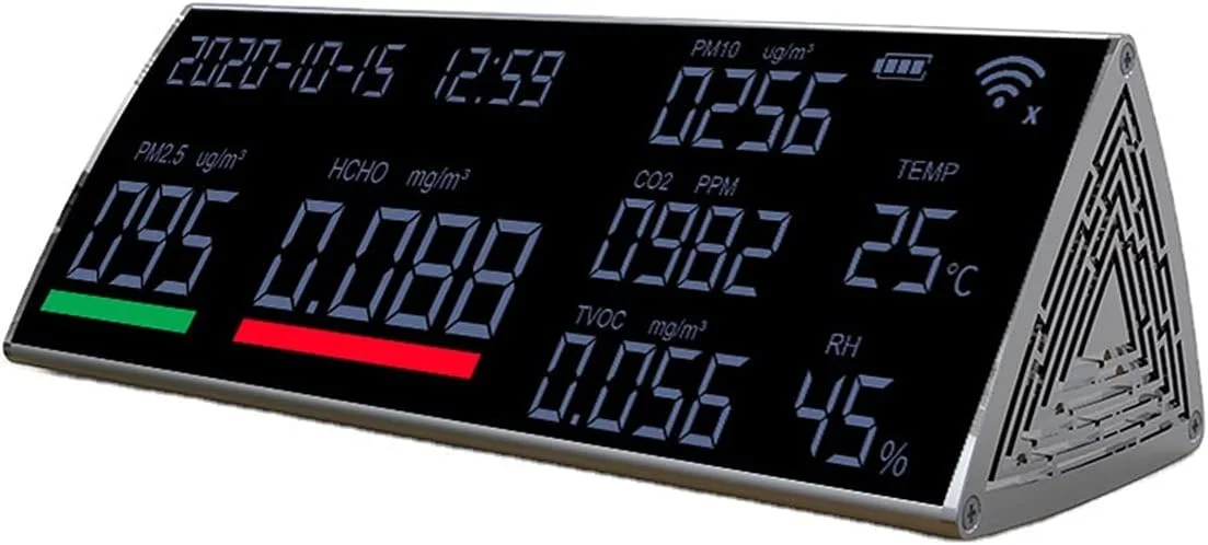 دستگاه تشخیص گاز SJHDKLW، CO2 PM2.5، اتصال وای فای گرافیتی، HCHO TVOC، رطوبت، دی اکسید کربن، دستگاه تشخیص نشت گاز