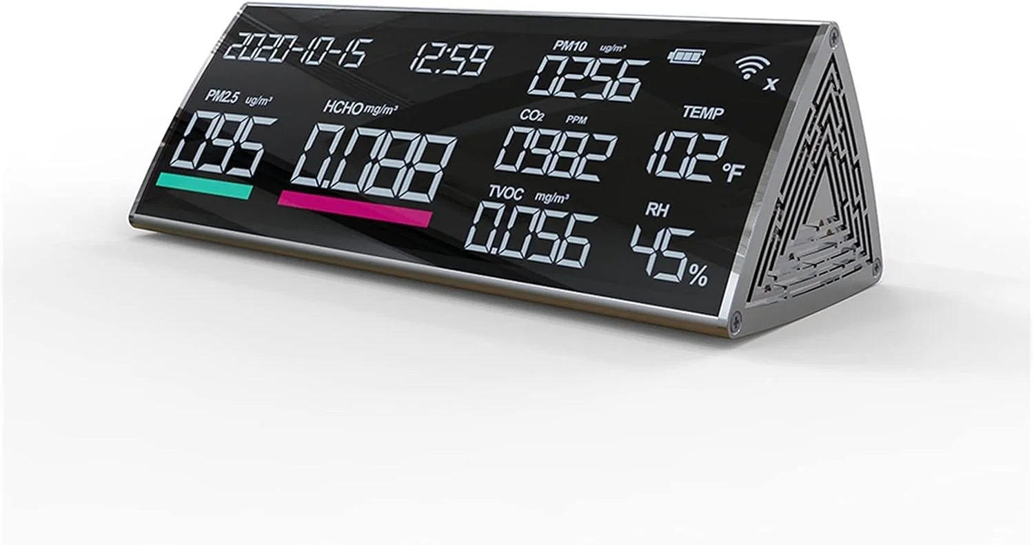 دستگاه تشخیص گاز SJHDKLW، CO2 PM2.5، اتصال وای فای گرافیتی، HCHO TVOC، رطوبت، دی اکسید کربن، دستگاه تشخیص نشت گاز