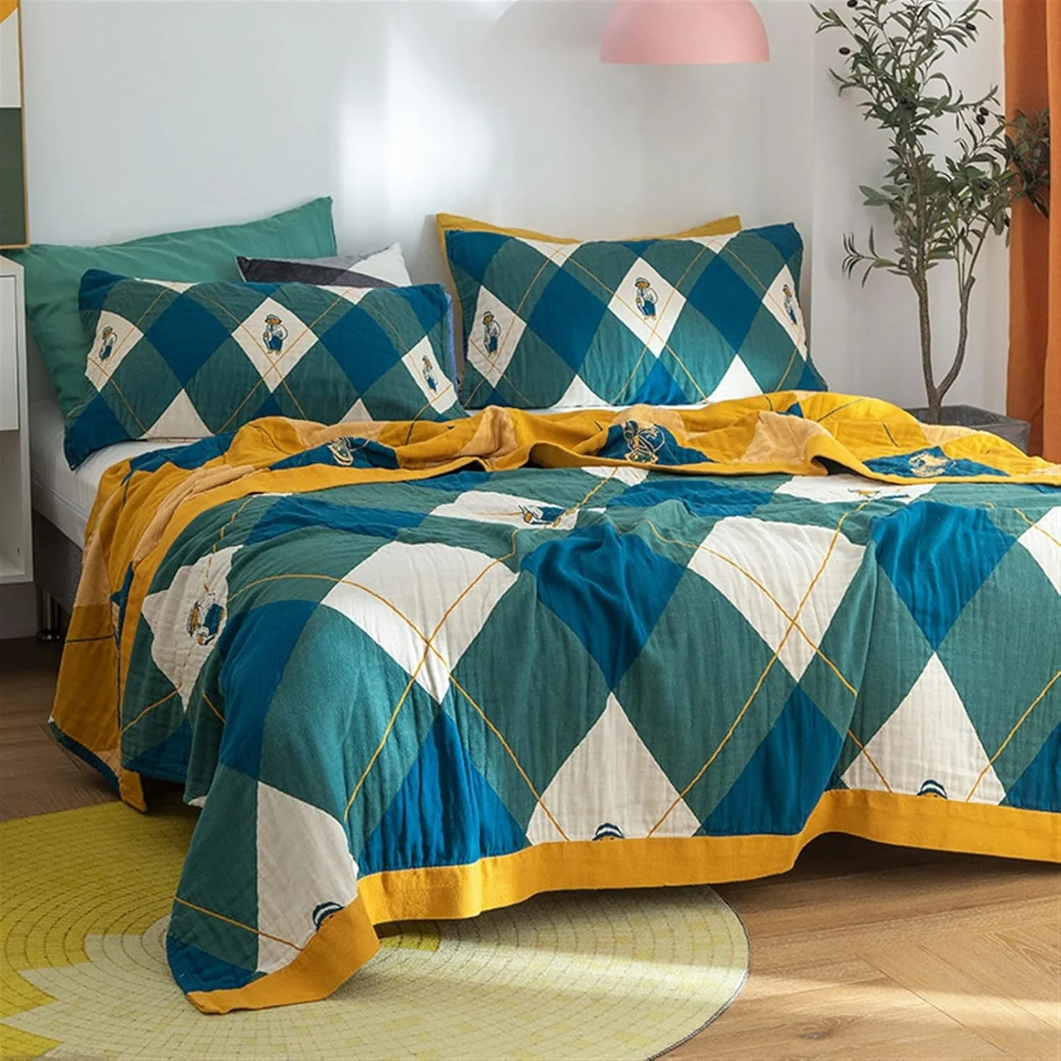 پتو KRSIAXG طرح حوله ای مناسب فصل تابستان، نرم و گرم، دو رو ژاکارد