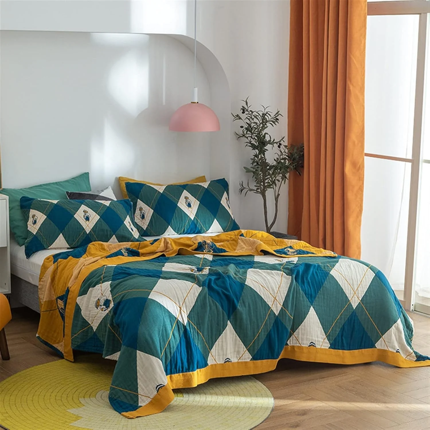 پتو KRSIAXG طرح حوله ای مناسب فصل تابستان، نرم و گرم، دو رو ژاکارد