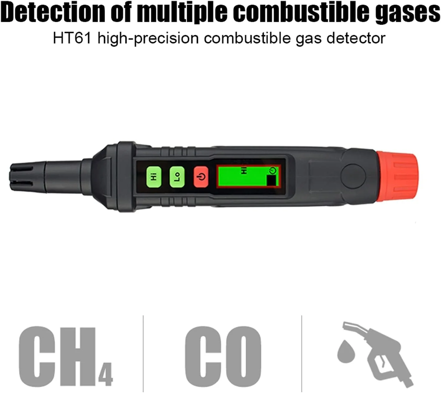 دستگاه تشخیص نشت گاز SJHDKLW، قلمی، قابل حمل، آنالیزور و مانیتور گازهای قابل اشتعال برای منزل، دارای آلارم صوتی و بصری مدل HT61