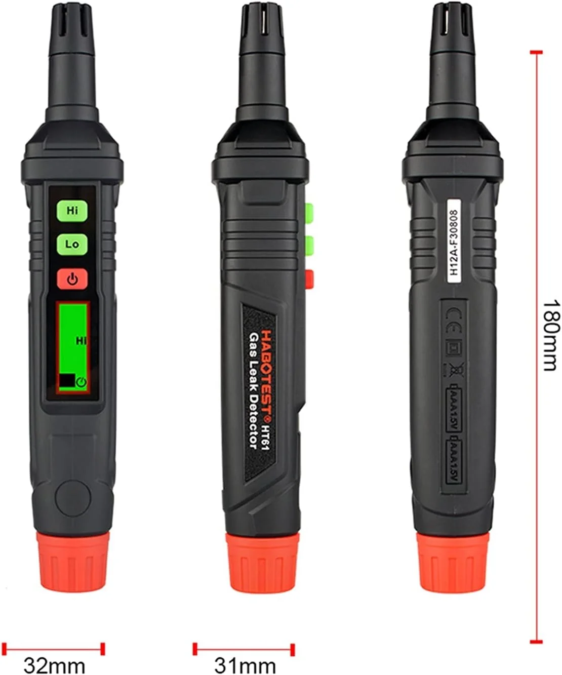 دستگاه تشخیص نشت گاز SJHDKLW، قلمی، قابل حمل، آنالیزور و مانیتور گازهای قابل اشتعال برای منزل، دارای آلارم صوتی و بصری مدل HT61