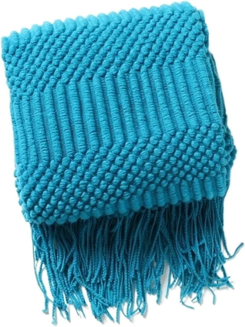 پتو مبل KRSIAXG، پتو بافتنی تزئینی با منگوله، پتوی نرم، سبک و راحت