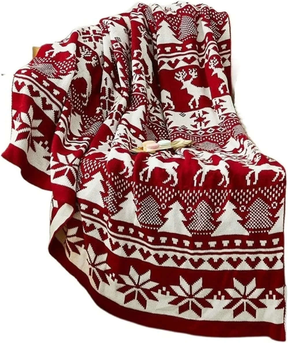 پتو کریسمسی KRSIAXG، پتو بافتنی ژاکارد زمستانی، پتو نرم و گرم برای مبل، تخت و شال هدیه