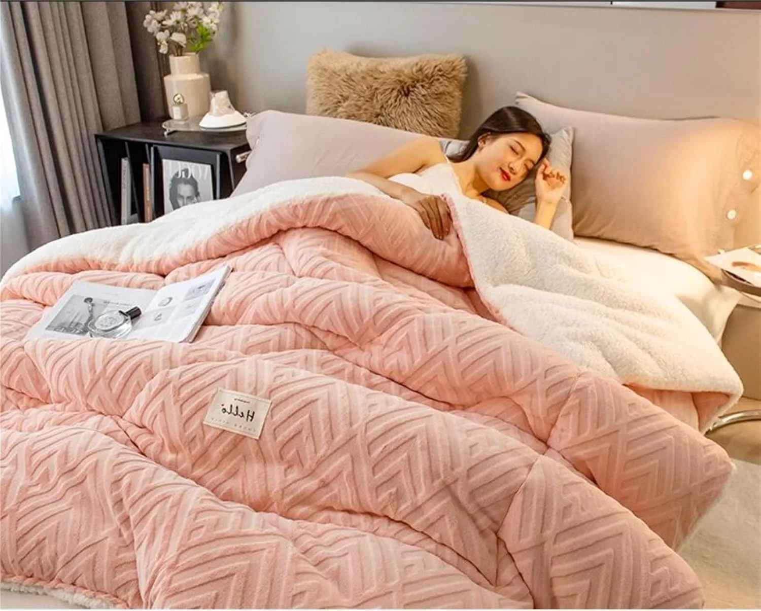 لحاف پشم کشمیر KRSIAXG، لحاف نخی دانشجویی مناسب خوابگاه زمستانی، لحاف ضخیم، پتوی ضخیم و گرم مناسب پاییز و زمستان