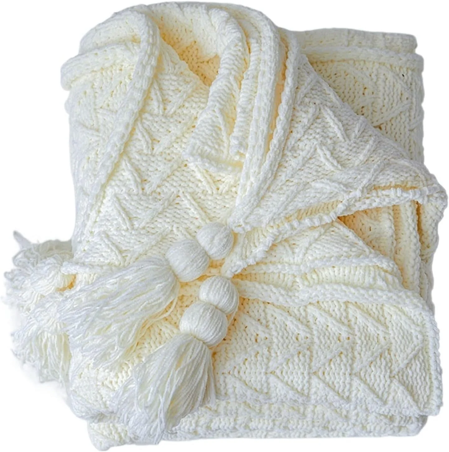 پتو KRSIAXG فوق العاده نرم، پتو یک رنگ، گرم، مناسب مبل، طرح بافت درشت، مناسب تخت (سفید)