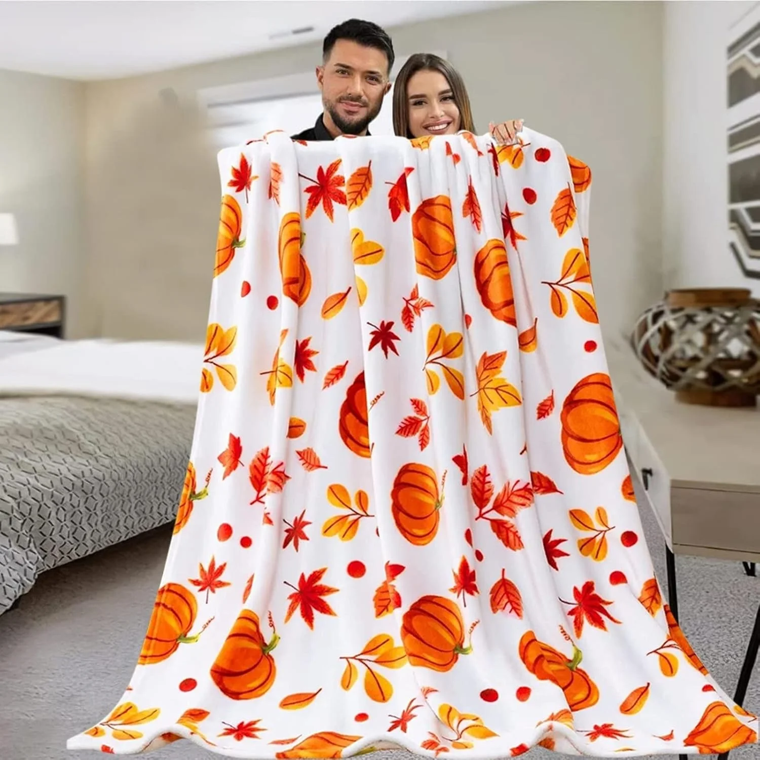 پتو KRSIAXG طرح پاییز، کدو تنبل، مناسب تزئینات پاییزی، پیک نیک و استفاده به عنوان رومیزی پتو KRSIAXG طرح پاییز، کدو تنبل، مناسب تزئینات پاییزی، پیک نیک و استفاده به عنوان رومیزی