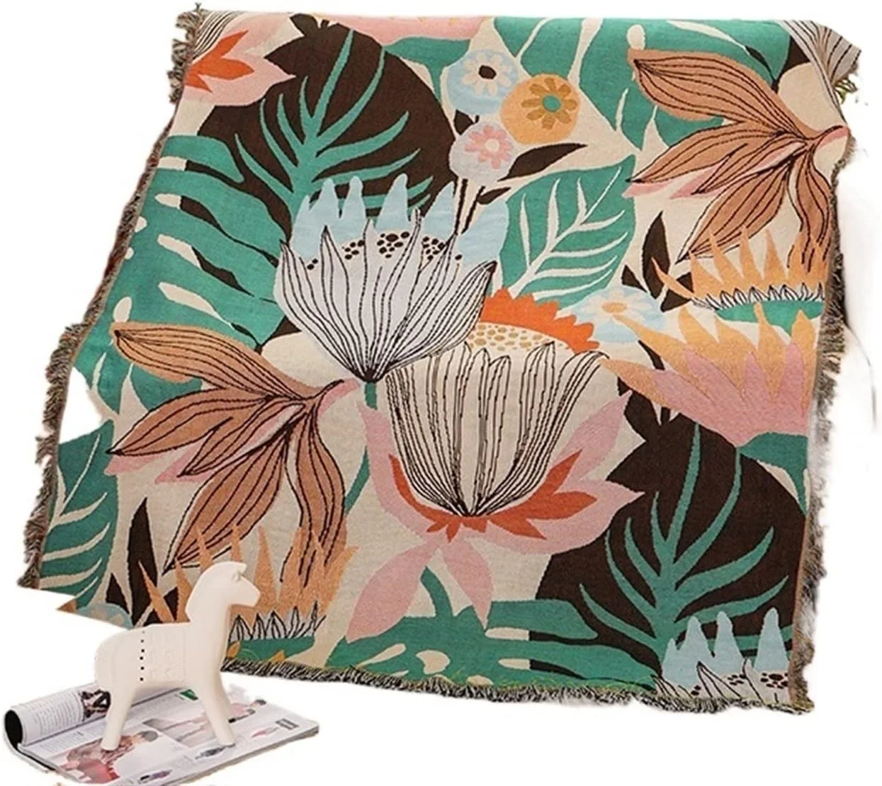 پتو مبل KRSIAXG با ریشه، نرم، تزئینی، بافتنی گرم و راحت، دو رو، مناسب برای صندلی، کاناپه و اتاق نشیمن