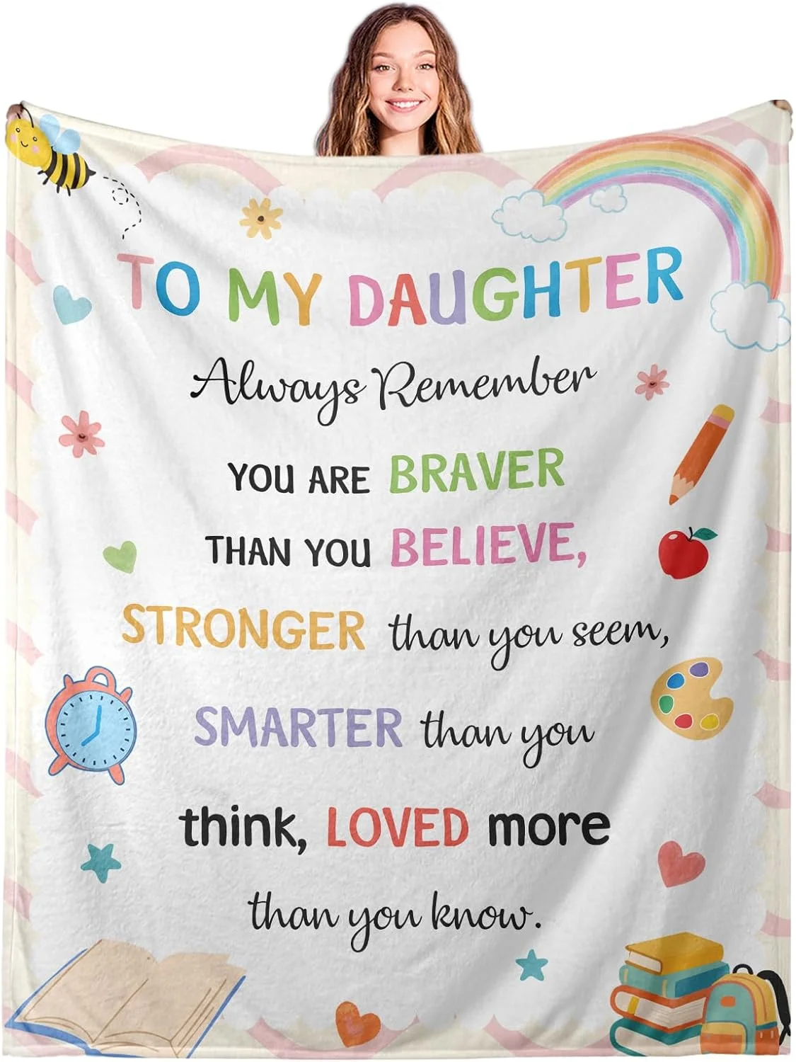 پتو هدیه بازگشت به مدرسه KINMES برای دختران 50 * 60 - لوازم ضروری اتاق خوابگاه برای دکوراسیون دخترانه، هدیه های مثبت الهام بخش برای دانش آموز دختر در اولین روز مدرسه برای دختر نوه