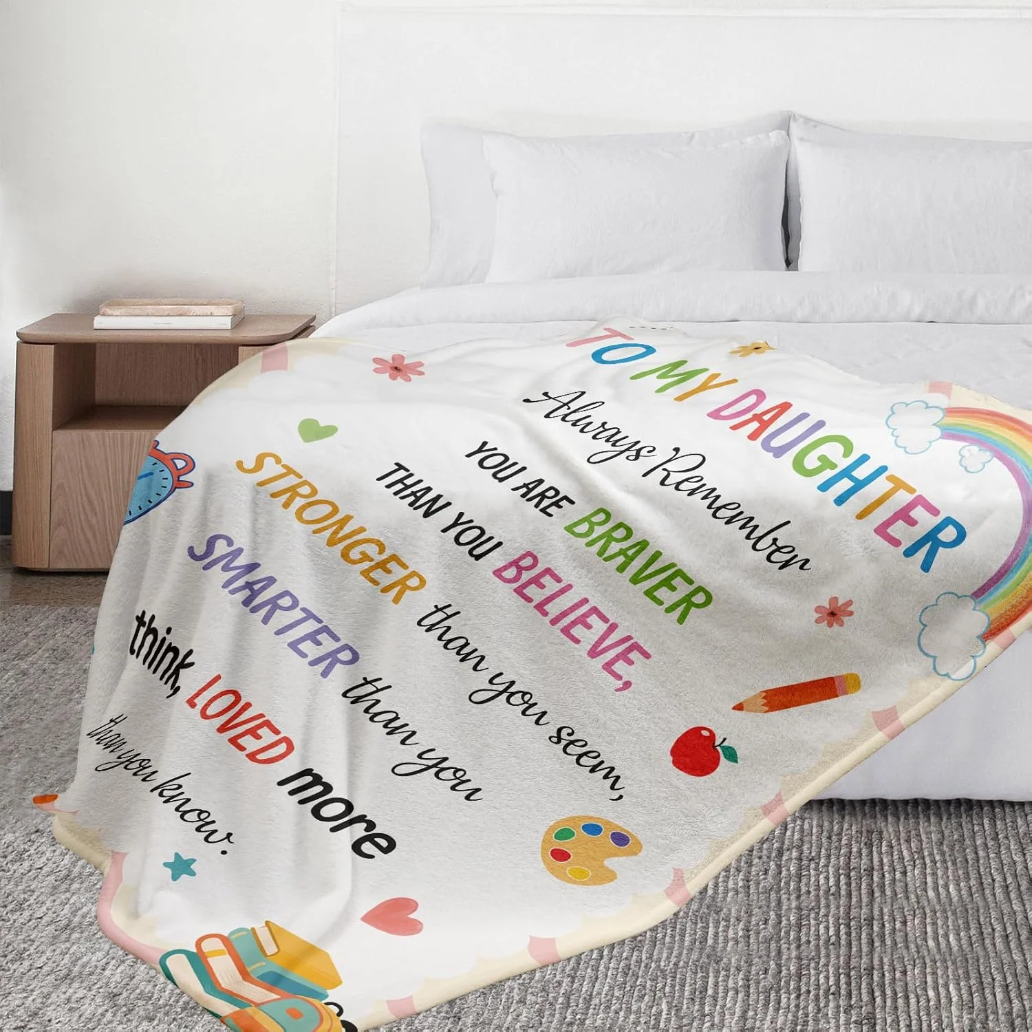 پتو هدیه بازگشت به مدرسه KINMES برای دختران 50 * 60 - لوازم ضروری اتاق خوابگاه برای دکوراسیون دخترانه، هدیه های مثبت الهام بخش برای دانش آموز دختر در اولین روز مدرسه برای دختر نوه