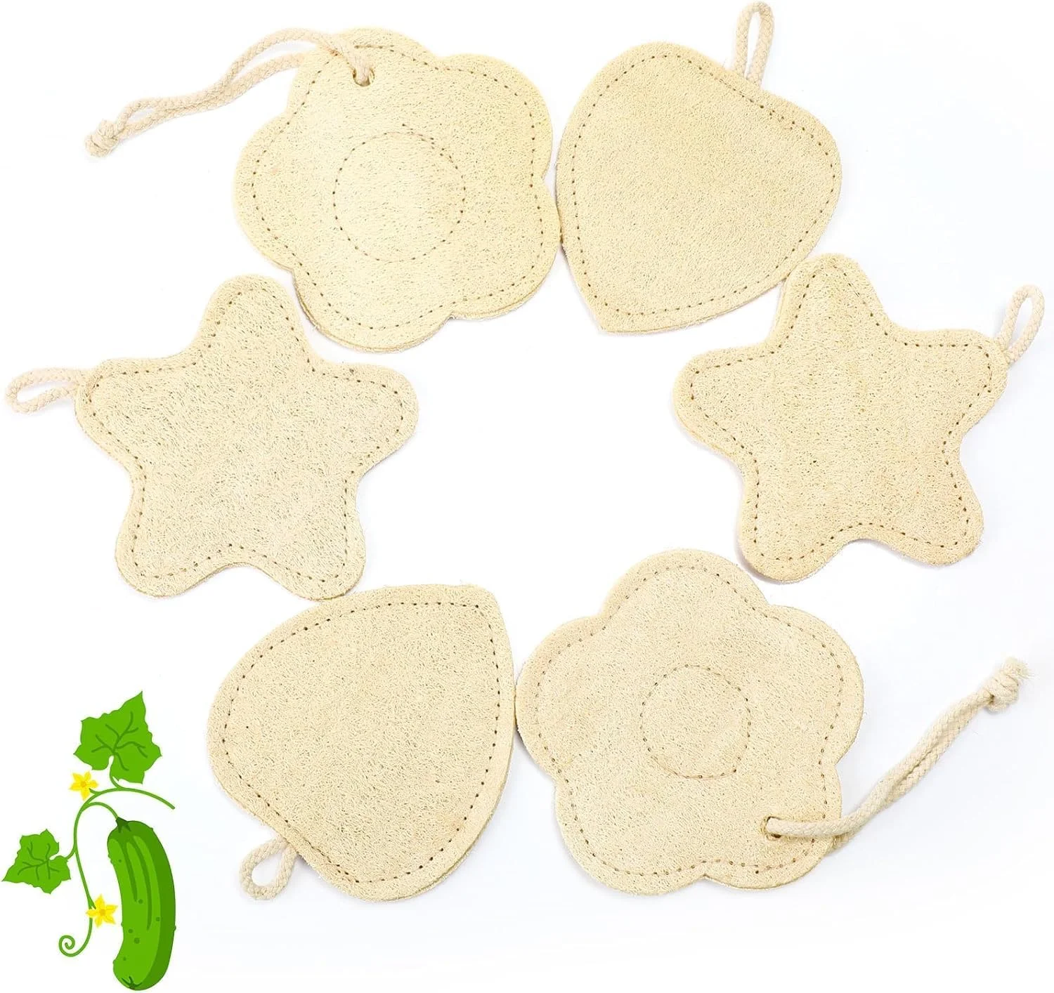 بسته 6 عددی اسفنج لوفا طبیعی، اسکرابر بدن، اسفنج لایه بردار برای زنان و مردان، اسکرابر صورت و بدن زیست تخریب پذیر برای ایجاد کف غنی، لوفا سبک وزن مناسب سفر (اشکال مختلف)