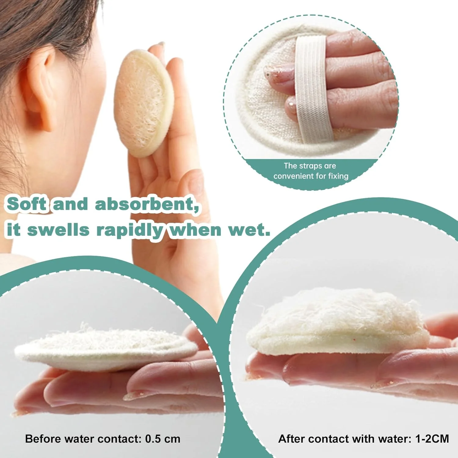 پد اسفنجی لوفا لایه بردار 6 عددی، پد اسکراب لوفا طبیعی برای صورت و بدن، برس لوفا برای پاکسازی آرایش مناسب حمام و اسپا برای زنان و مردان