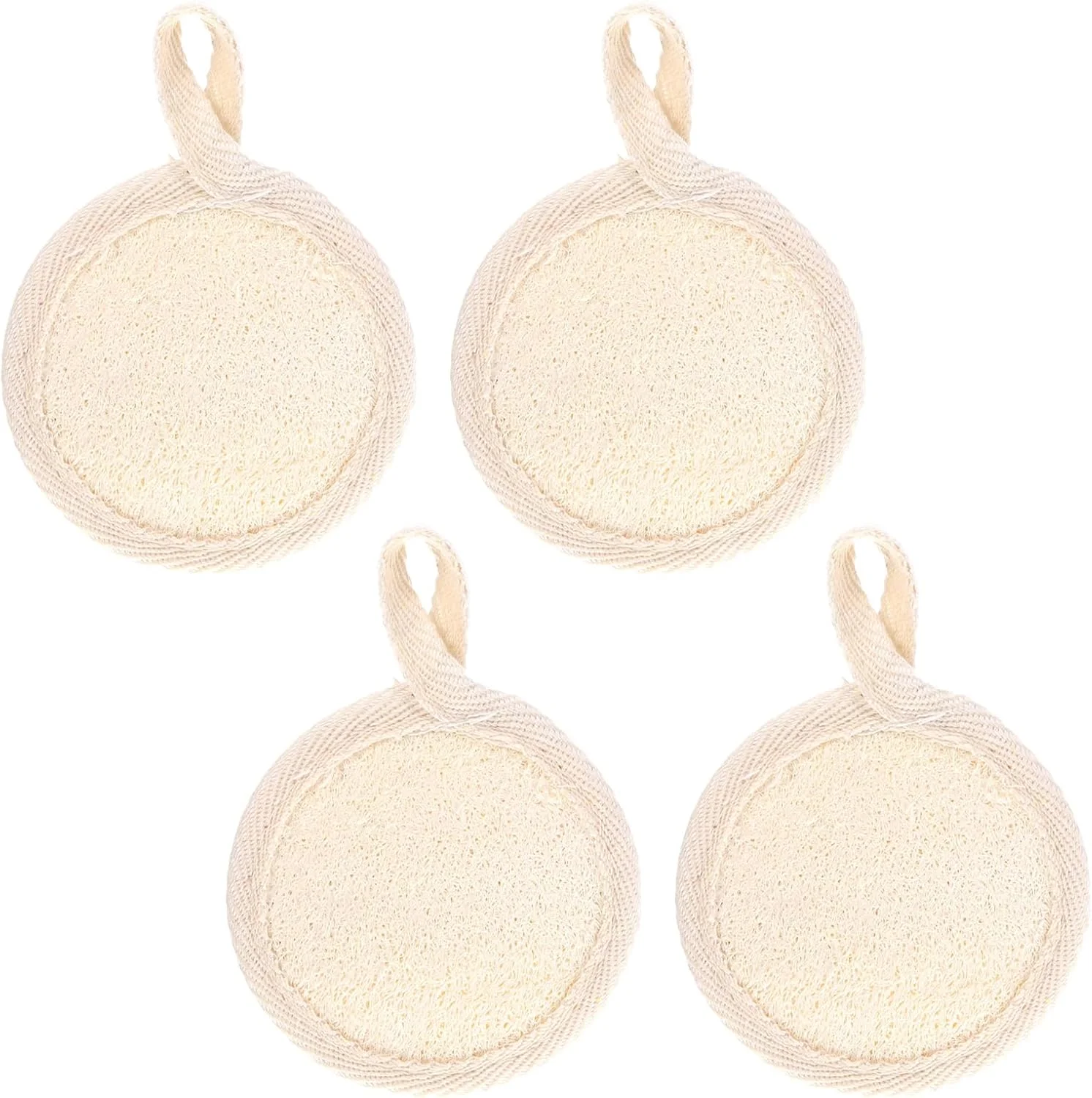 اسکرابر لوفا طبیعی صورت، پد لوفا ارگانیک صورت، پد اسفنجی لوفا برای حمام و آرایش، برس لایه بردار صورت برای پاکسازی عمیق پوست مرده بانوان و دختران، 4 عدد