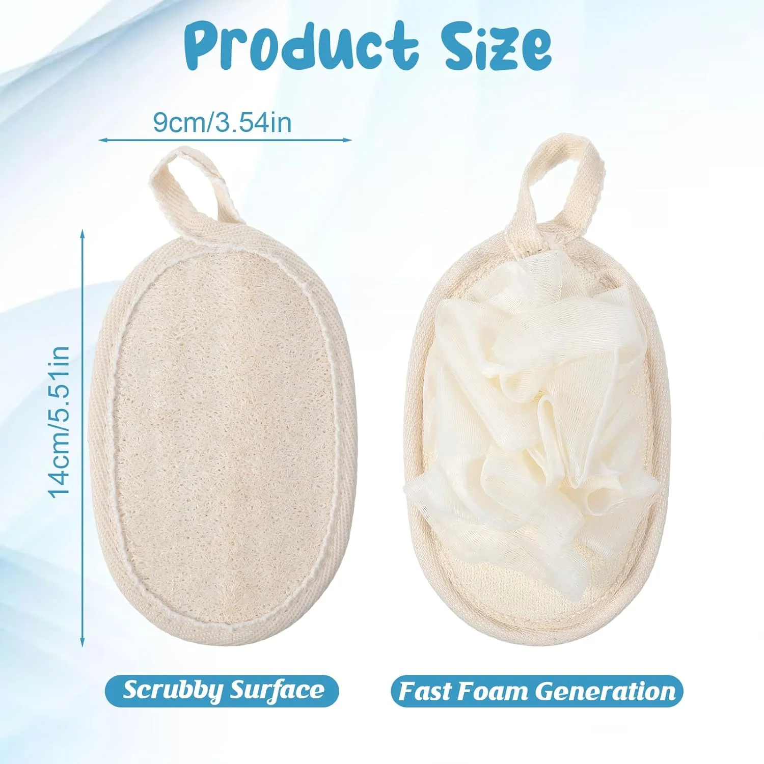 لیف اسفنجی بدن 2 عددی، پد دستکشی لوفا طبیعی برای مردان و زنان، اسکرابر دوش برای بدن و صورت، پد اسفنجی لوفا ساخته شده با اسفنج لوفا سازگار با محیط زیست