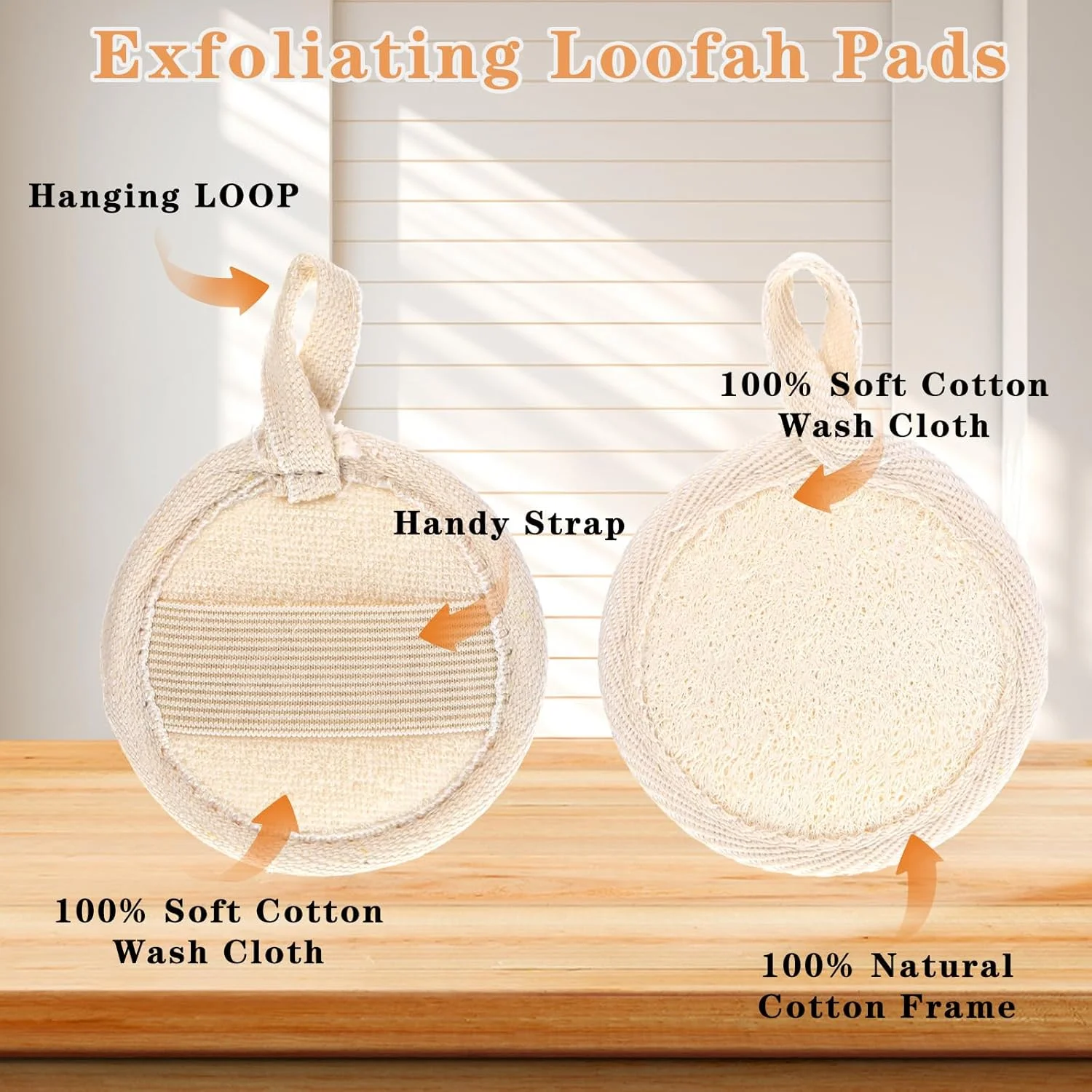 اسکرابر لوفا طبیعی صورت، پد لوفا ارگانیک صورت، پد اسفنجی لوفا برای حمام و آرایش، برس لایه بردار صورت برای پاکسازی عمیق پوست مرده بانوان و دختران، 4 عدد