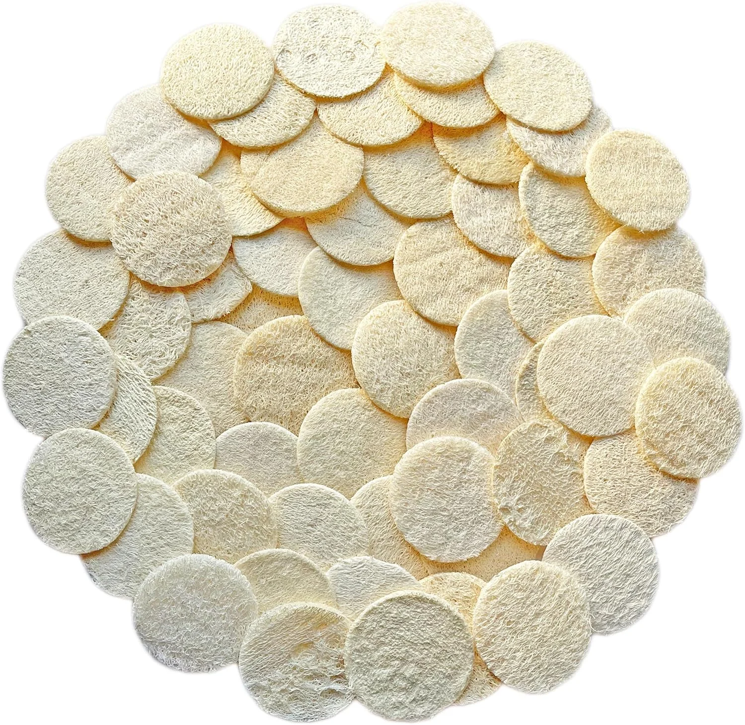 بسته 54 عددی پد لوفا طبیعی لایه بردار صورت - پد اسکراب صورت و بدن - مناسب حمام و اسپا - برس اسفنج لوفا - لوفا اسکراب فله ای - پاک کننده پوست برای زنان و مردان