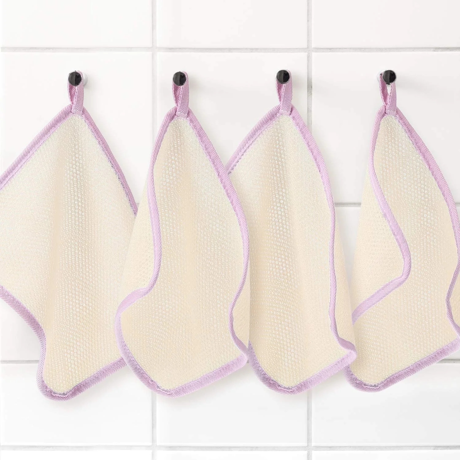 ست 5 عددی لیف لایه بردار صورت و بدن، حوله پارچه ای نرم با بافت لطیف، مناسب ماساژ و شستشوی بدن برای خانم ها و آقایان (صورتی و بژ)